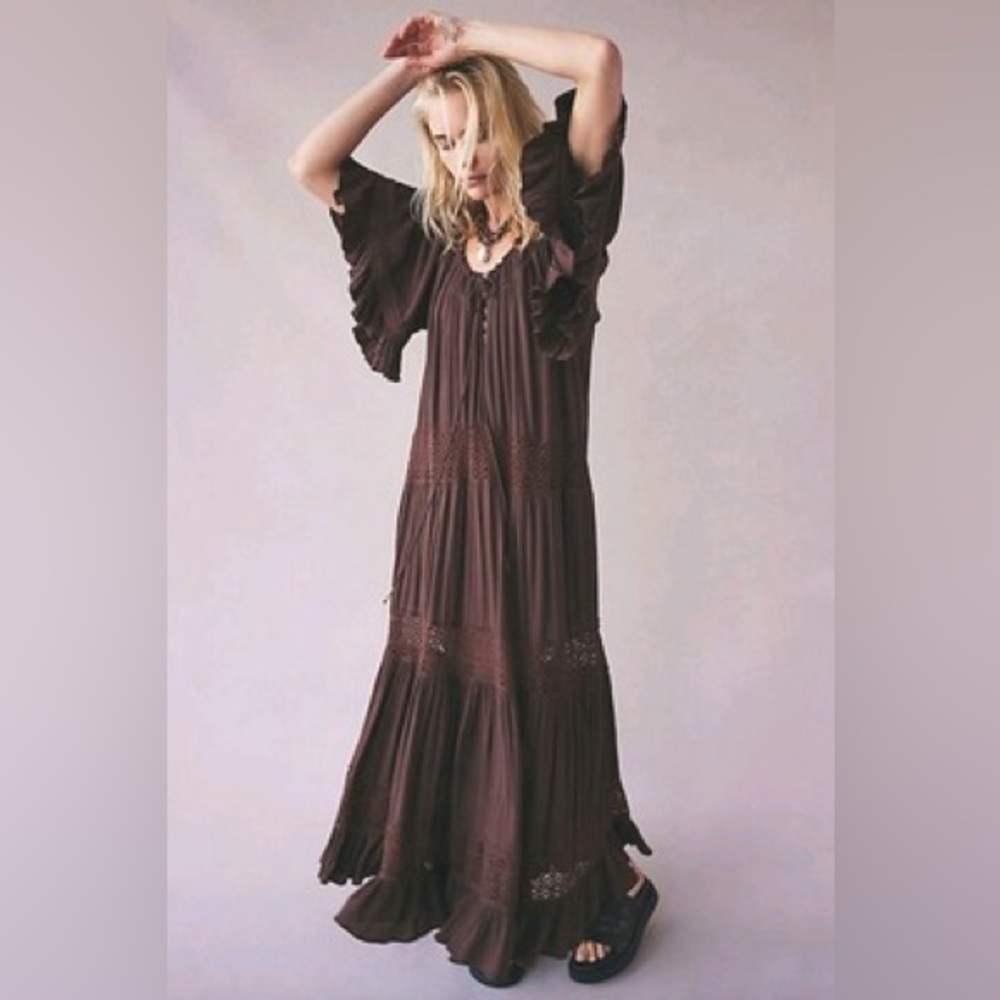 Free People Dream On Maxi Dress Brown, M